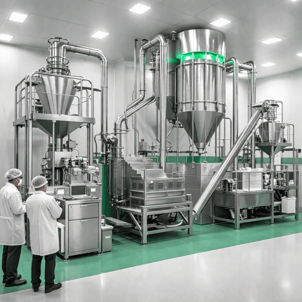 Complete food ingredient powder processing line layout