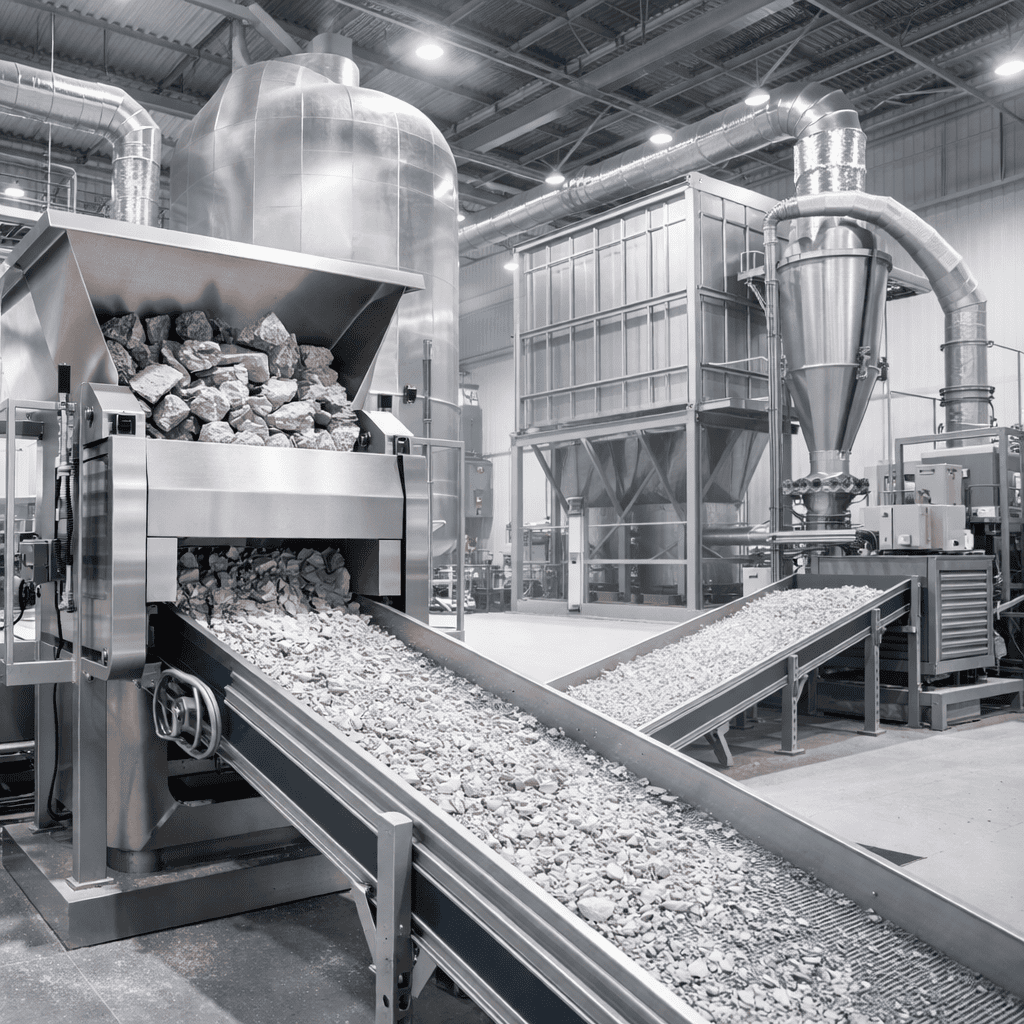 Horizontal type coarse crusher configuration