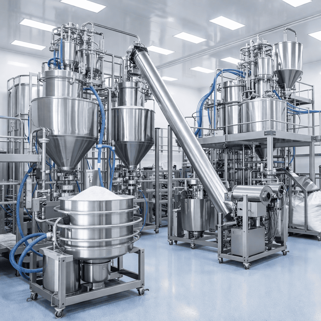Dairy and protein powder processing system with sanitary design
