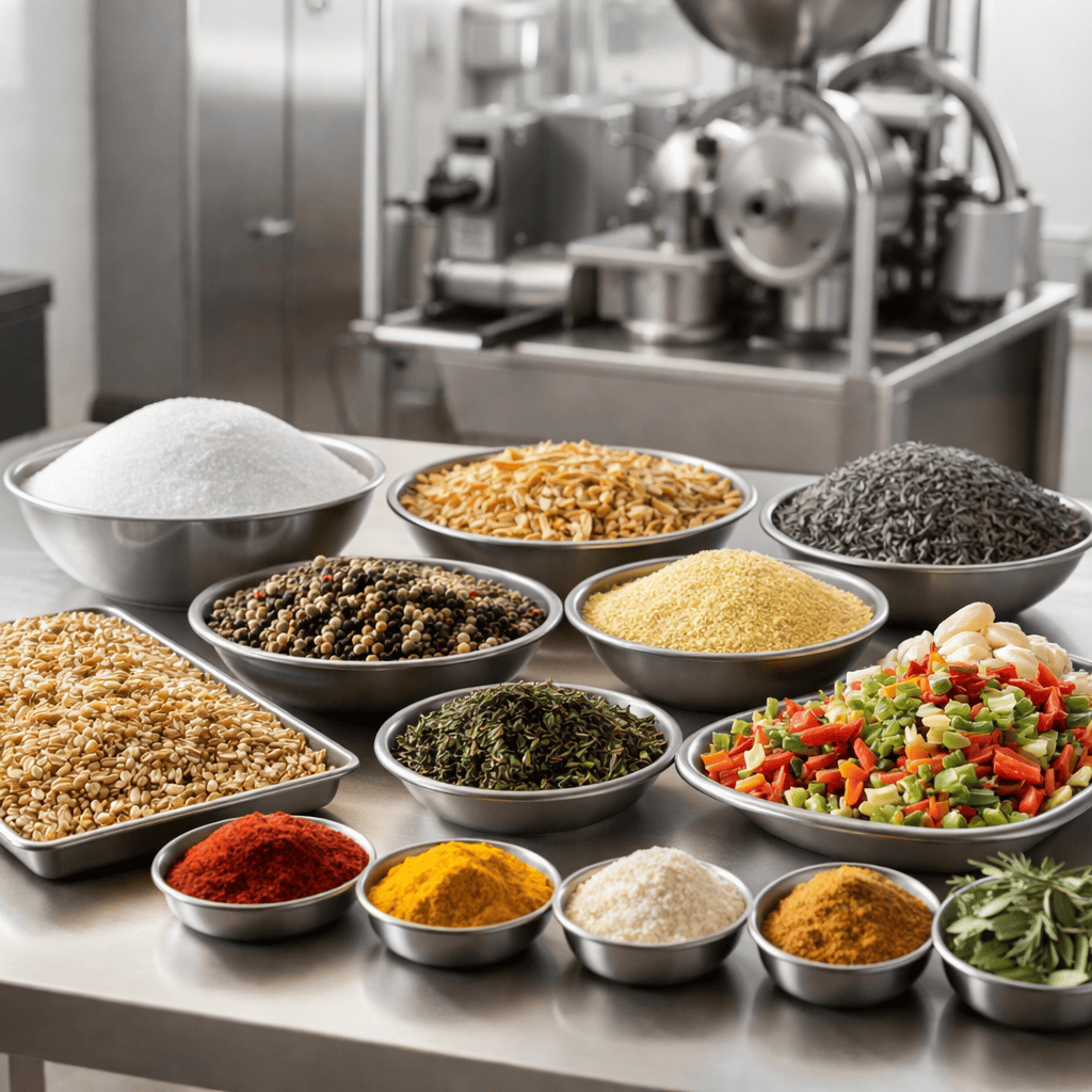 Food ingredients and spices suitable for hammer mill grinding