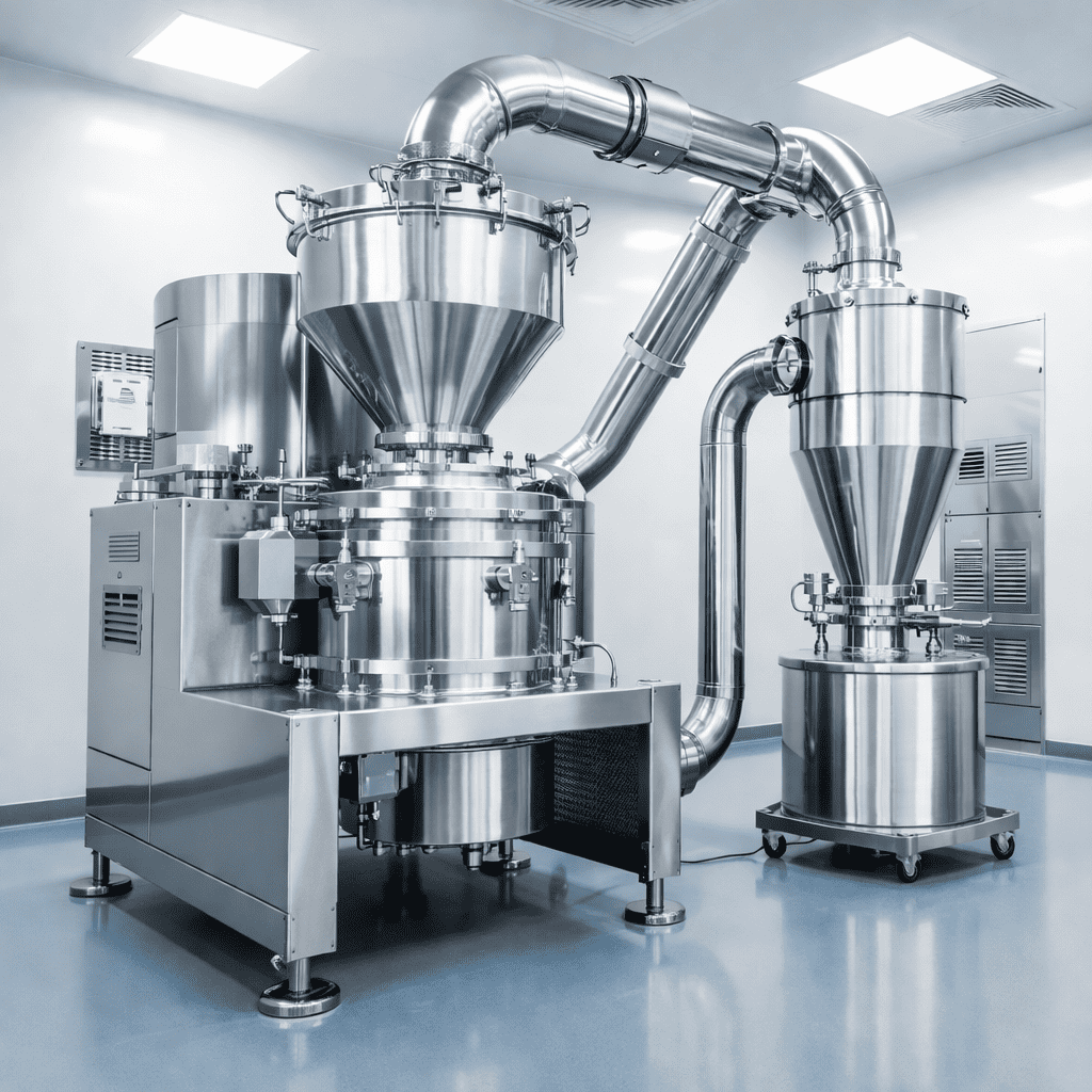 Air classifying mill for pharmaceutical fine grinding