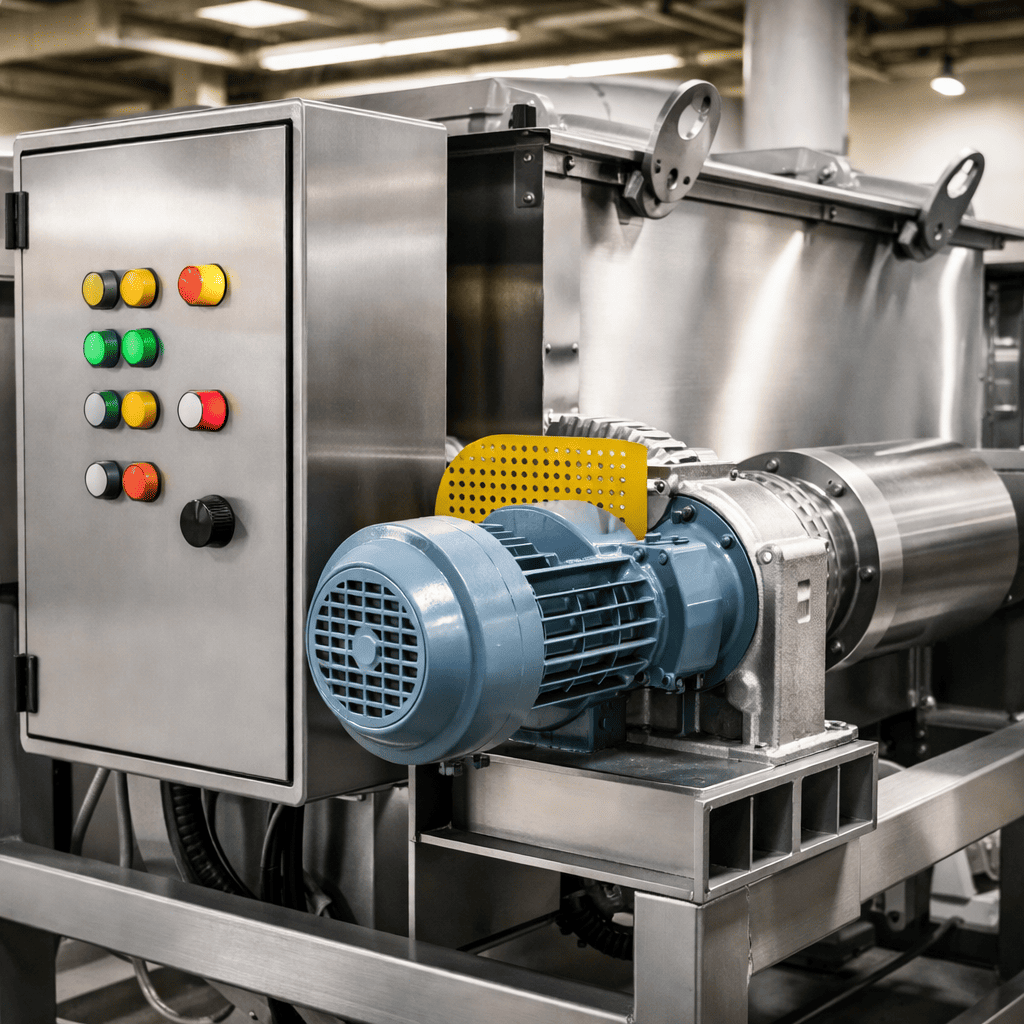 Ribbon blender control panel and drive mechanism