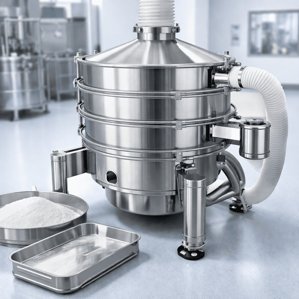 Vibrating sieve for pharmaceutical powder screening