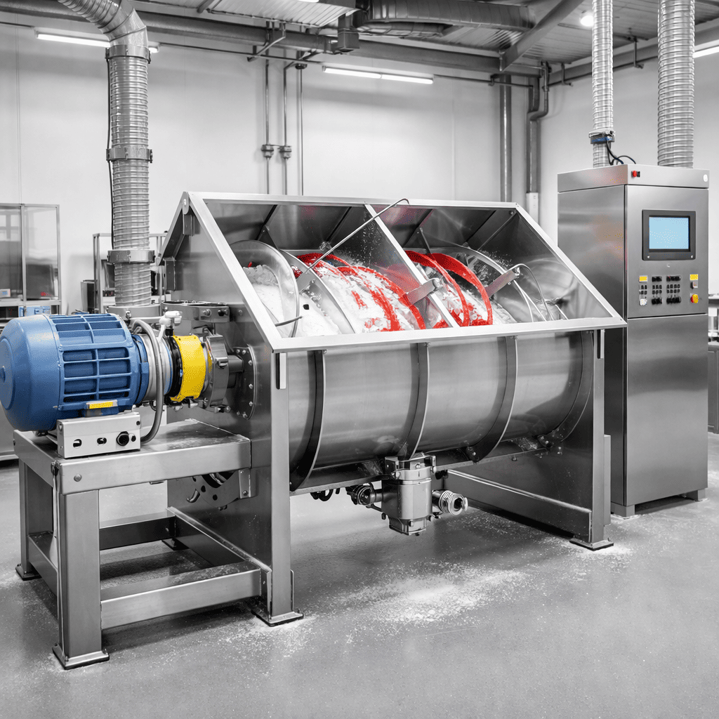Ribbon blender for chemical powder mixing