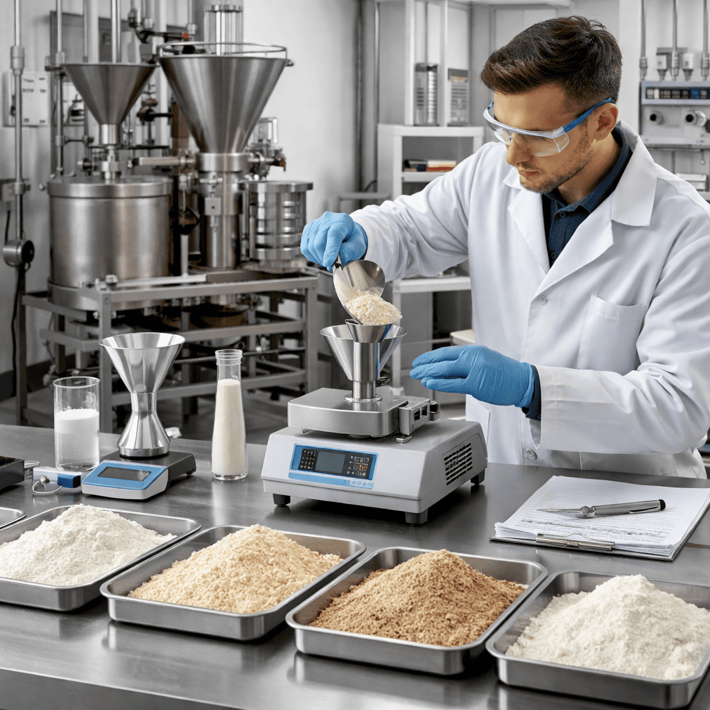 Material testing for dairy and protein powder processing equipment selection