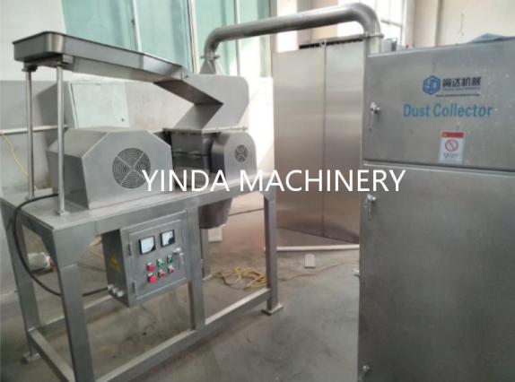 YDCS coarse crusher connected to a stainless-steel dust collector
